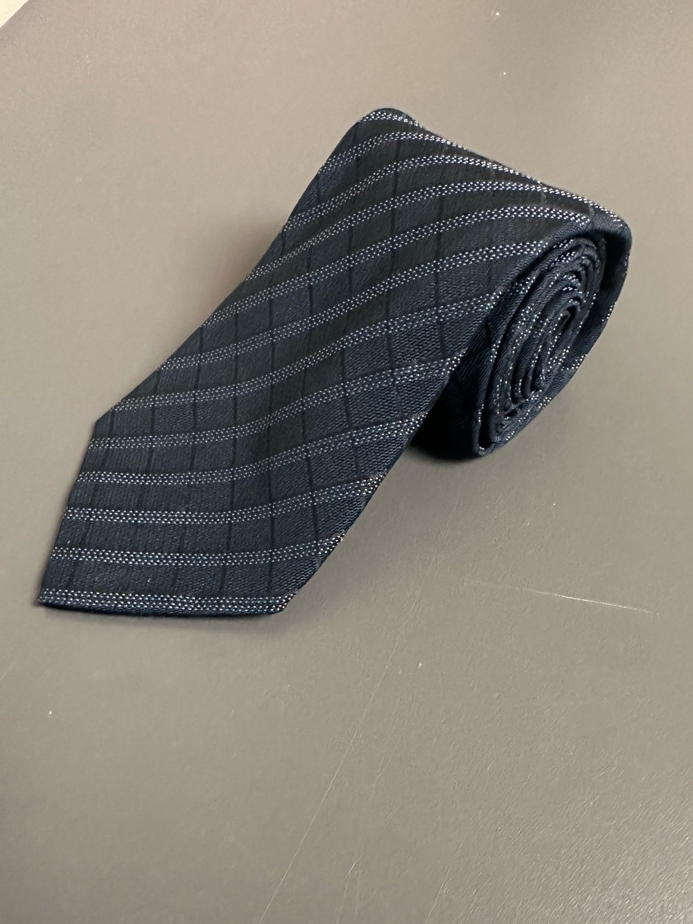 Jil Sander 100% Silk Tie - Navy Textured Jacquard - Classic width